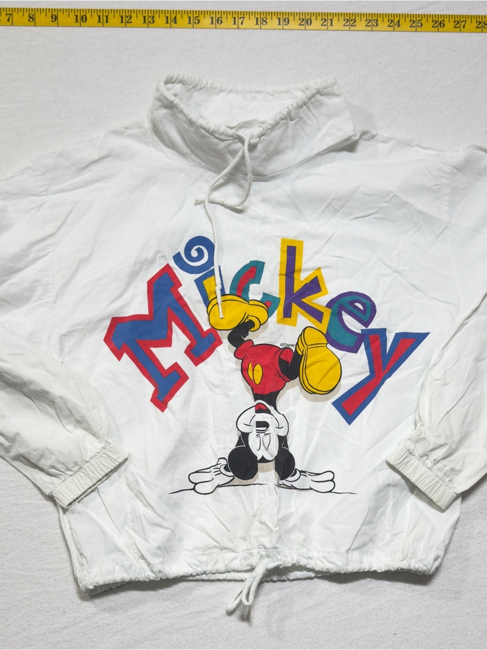 Disney White Crop Top with Colorful Mickey Graphic